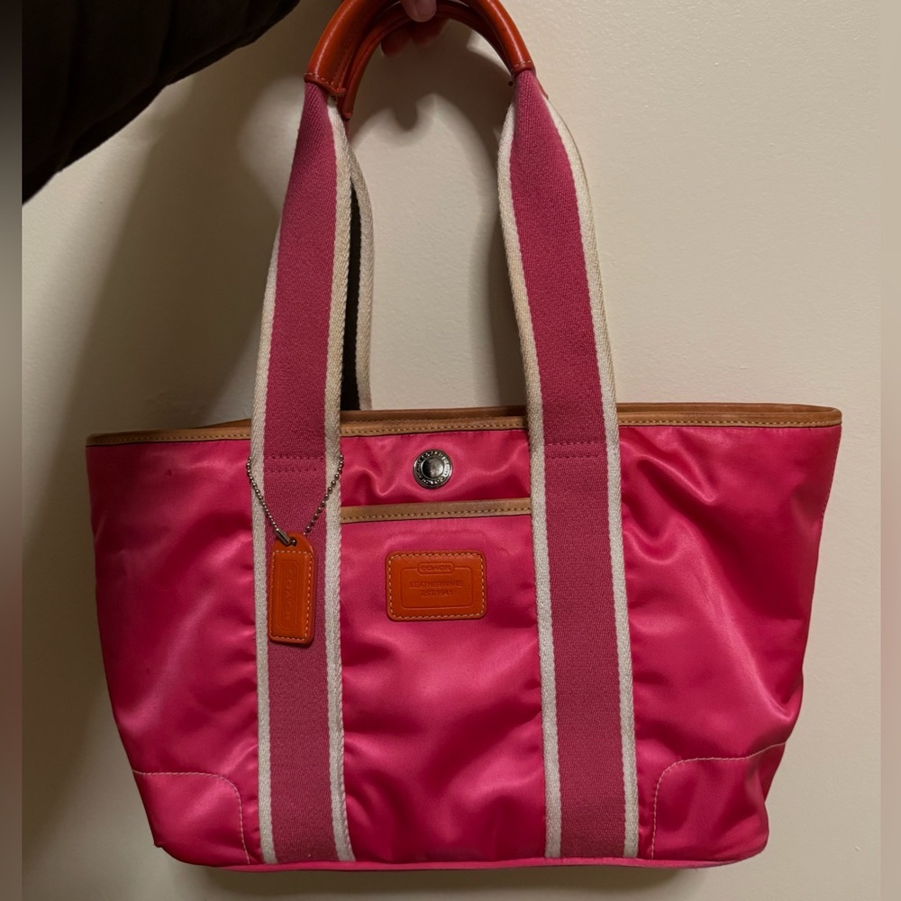 Coach Hamptons Hot Pink Satin Tote